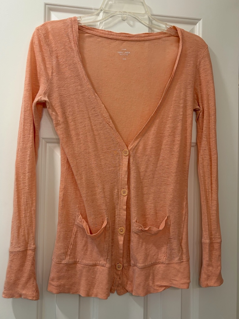 J. Crew Light Pinky Peach Linen Button Front Cardigan